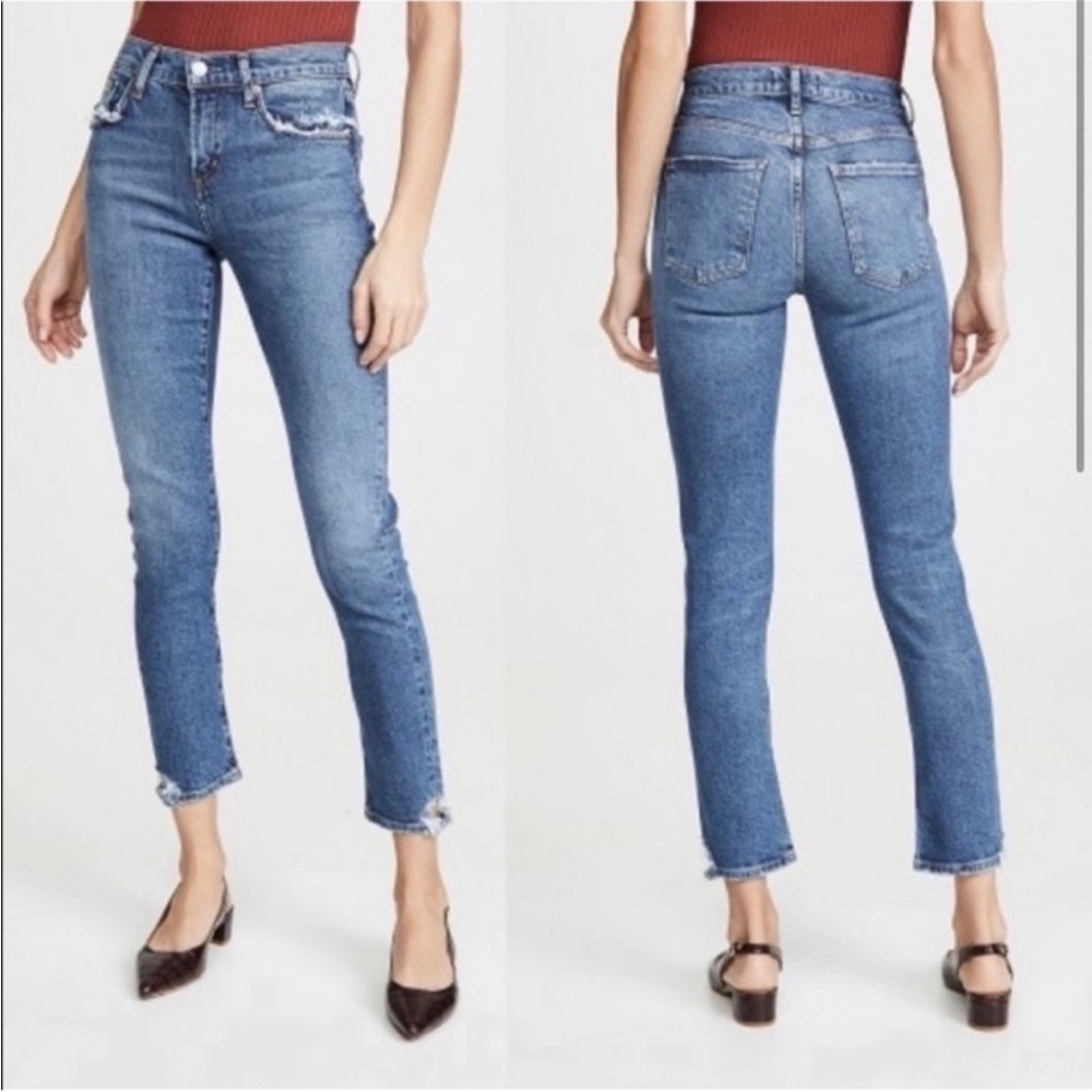 AGOLDE Toni Mid Rise Straight Distressed Ankle Jeans